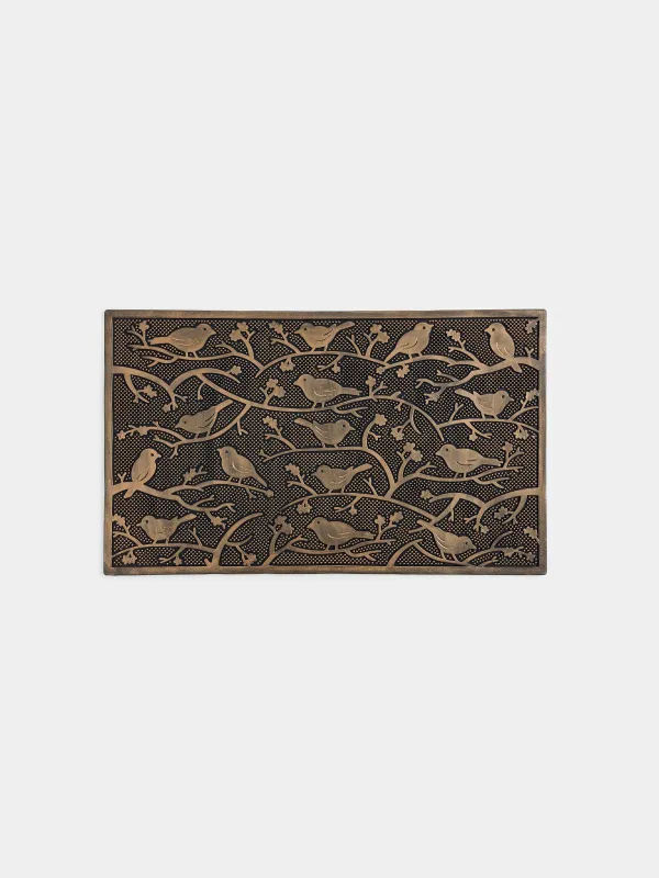 Коврик придверный, 45х75 см, резина, черно-бронзовый, Птицы, Home deco, image-0