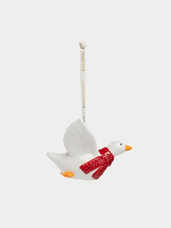 Игрушка елочная, 8x6 см, Гусь в шарфе, Figure christmas, image-0