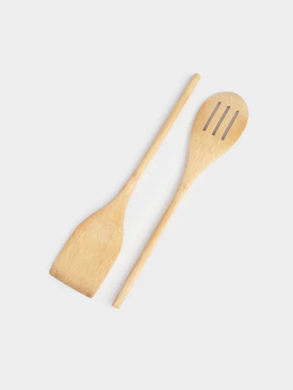 Набор кухонных принадлежностей, 2 пр, лопатка/шумовка, бамбук, Bamboo, image-2