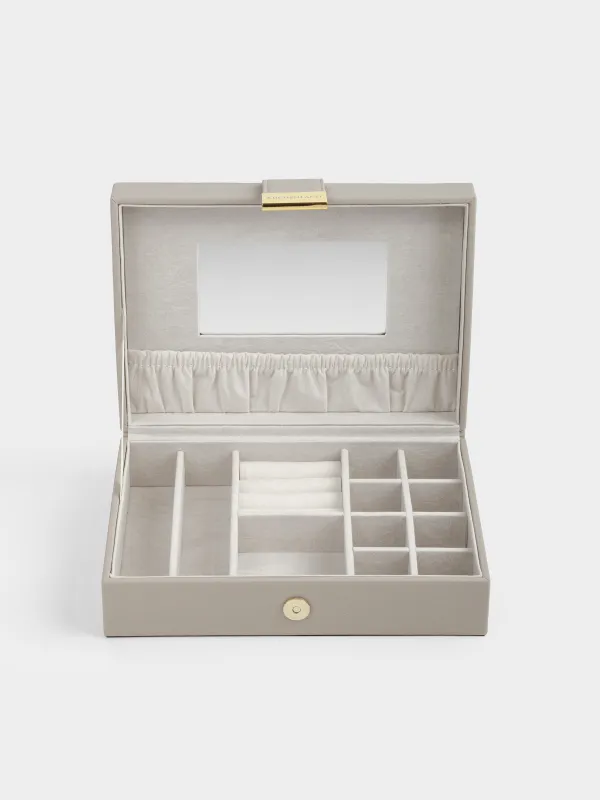 Шкатулка для украшений, 20х15 см, с зеркалом, дерево/искусственная кожа, серая, Premiere one, image-3