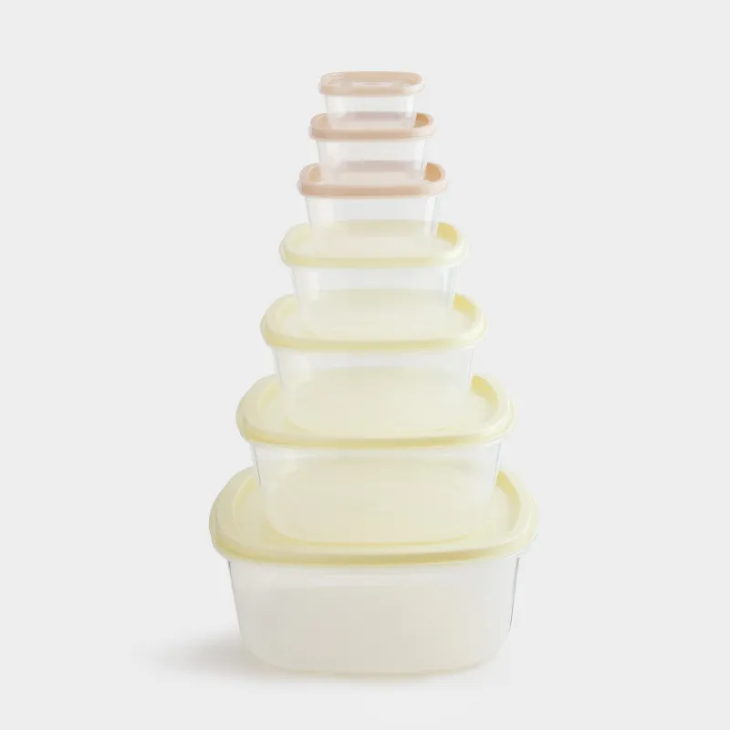 Набор контейнеров, 7 шт, пластик, квадратный, молочный/серо-коричневый, Rista