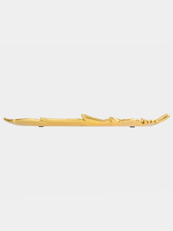 Блюдо декоративное, 36х17 см, полирезин, золотистое, Перо, Feather, image-2