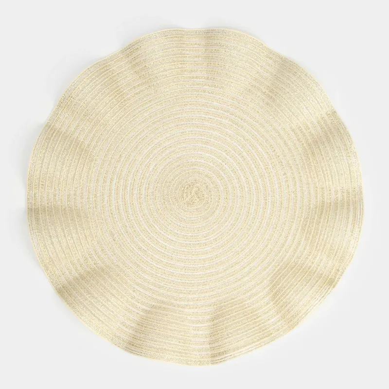 Салфетка под приборы, 38 см, ПЭТ, круглая, золотистая, Волнистые края, Rotary shine wave