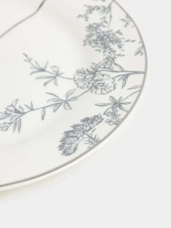 Тарелка закусочная, 21 см, фарфор N, белая, с серебристым кантом, Лошадь, Kairon horse, image-4