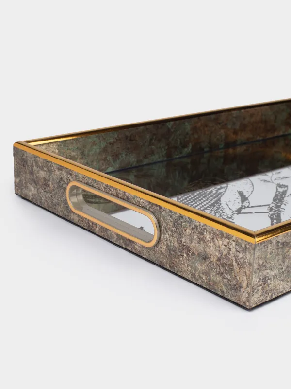 Поднос, 25х40 см, пластик/стекло, прямоугольный, зеркальный, Птица, Bluebird, image-4