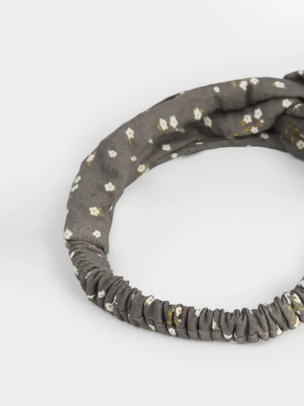 Повязка для волос, 23 см, полиэстер, коричневая, Цветы, Hairstyle, image-3