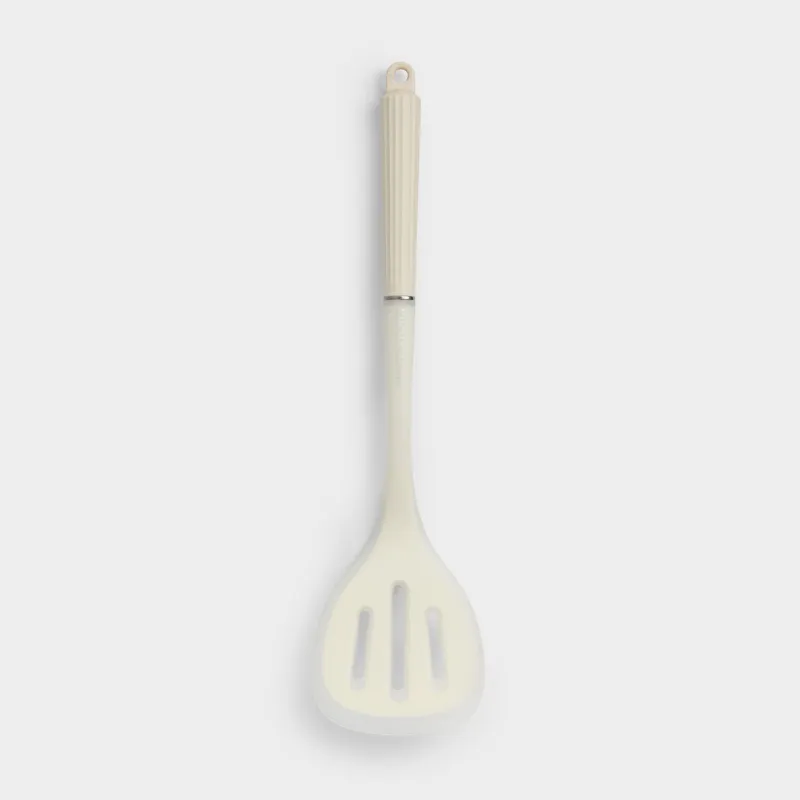 Лопатка, 35 см, с прорезями, силикон/нейлон, молочная, Milk kitchen