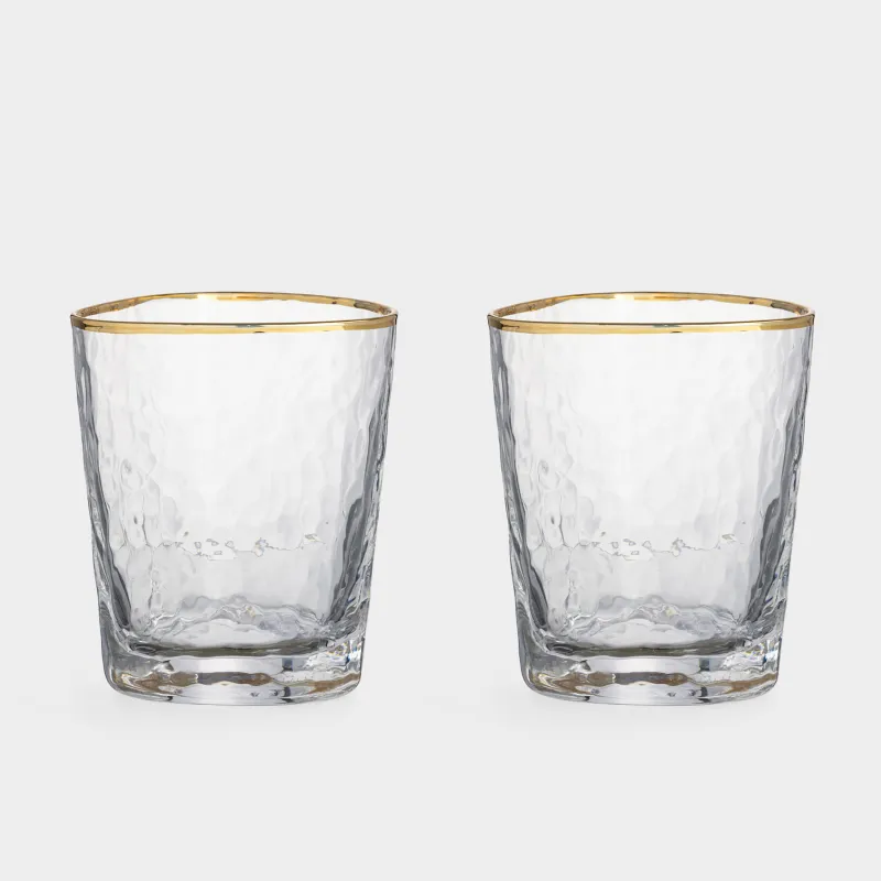 Стакан для виски, 10 см, 380 мл, 2 шт, стекло, золотистый кант, Triangle Gold