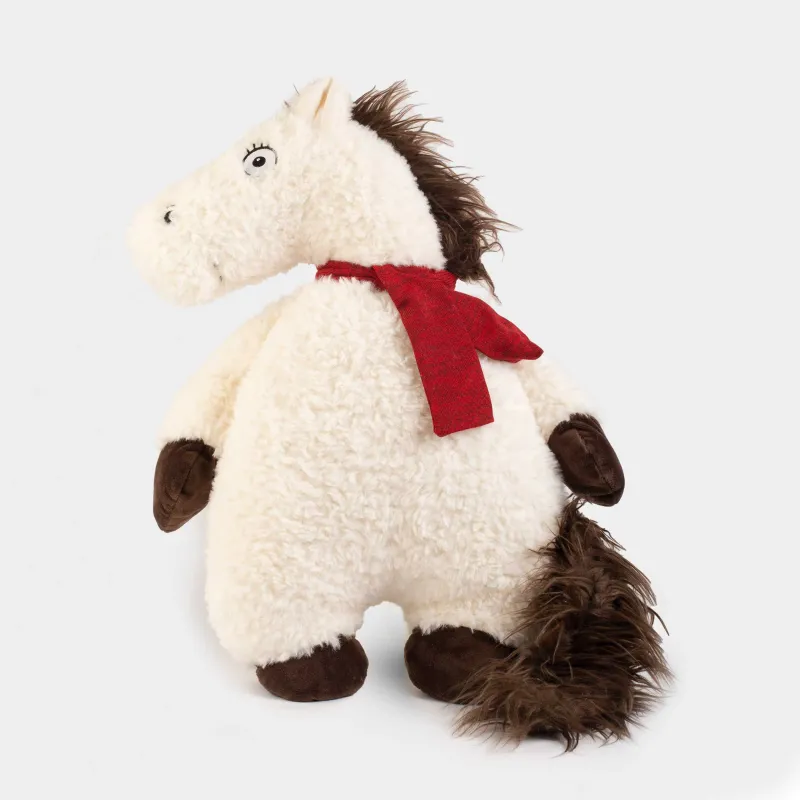 Подушка декоративная, 53х27 см, плюш, молочная, Лошадь, Horse cute