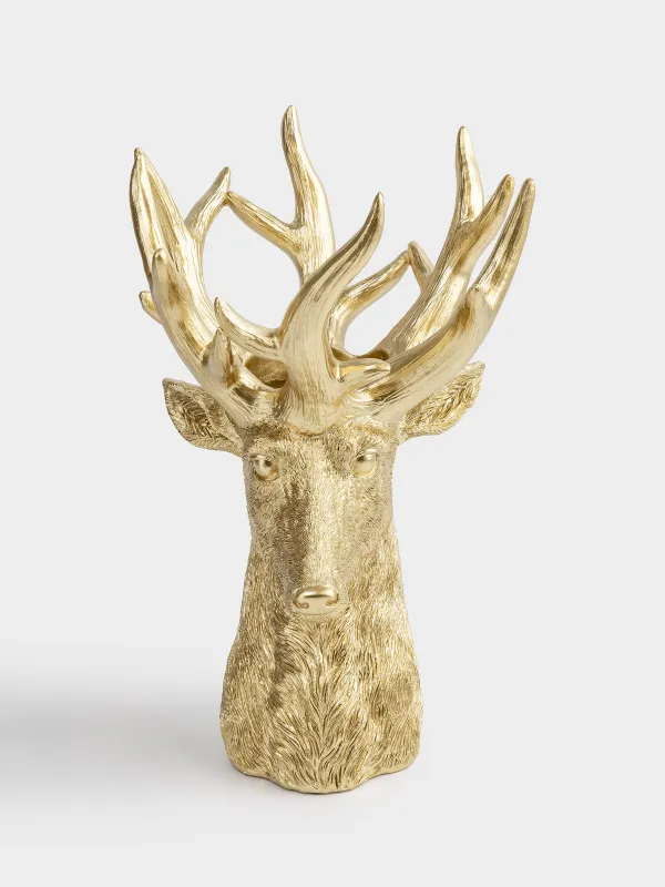 Ваза декоративная, 30 см, полирезин, Deer gold, image-0