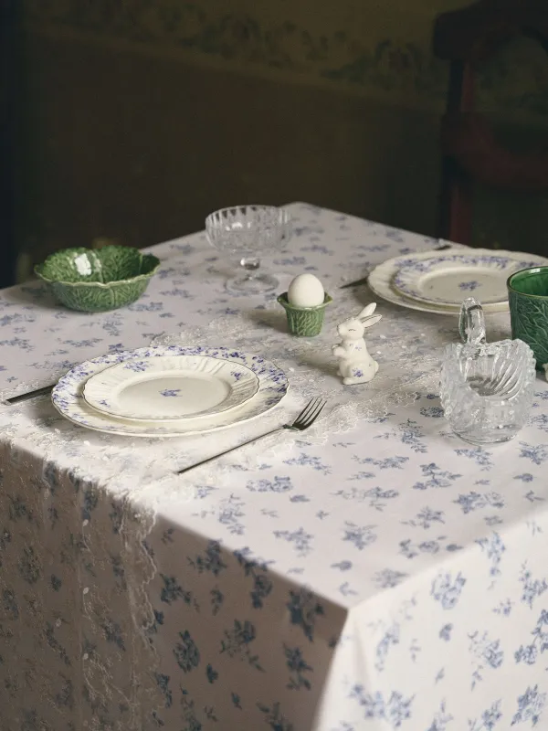 Скатерть, 160х160 см, с рюшами, Синие цветы, Blue flowers, image-11