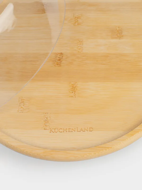 Блюдо с крышкой, 28x15 см, на ножке, бамбук/пластик, круглое, Bamboo, image-5