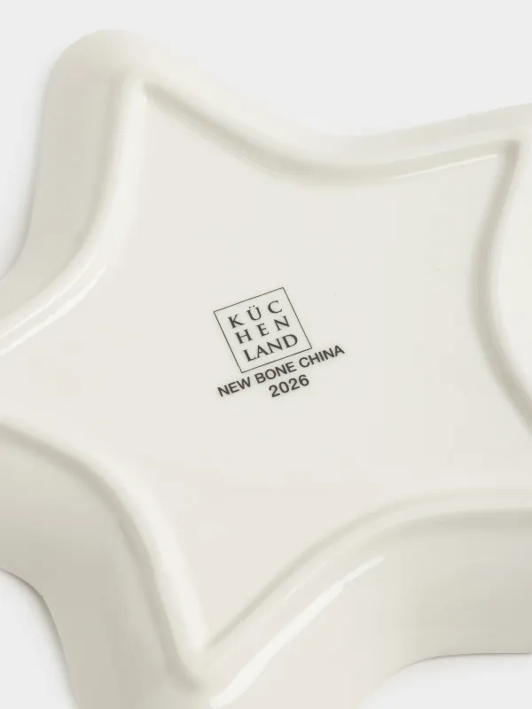 Блюдо, 18 см, фарфор N, бело-бордовое, Звезда, Лошадка-качалка, Christmas lace, image-5