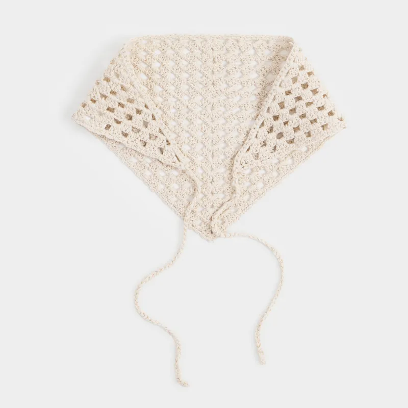 Косынка женская, единый размер, вязаная, хлопок, бежевая, Knitting lace