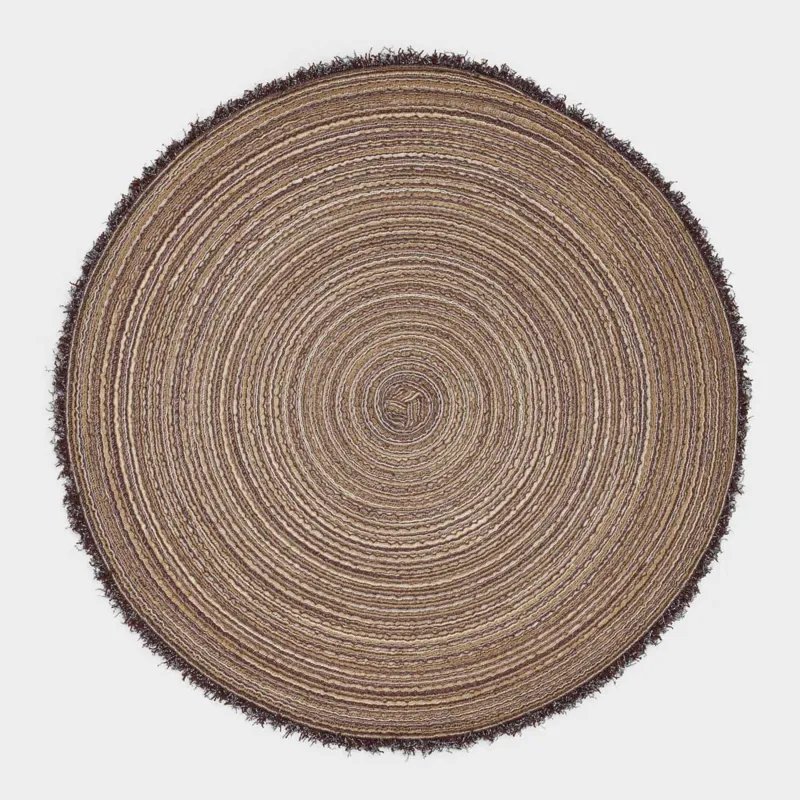 Салфетка под приборы, 38 см, с бахромой, полиэстер, круглая, коричневая, Rotary