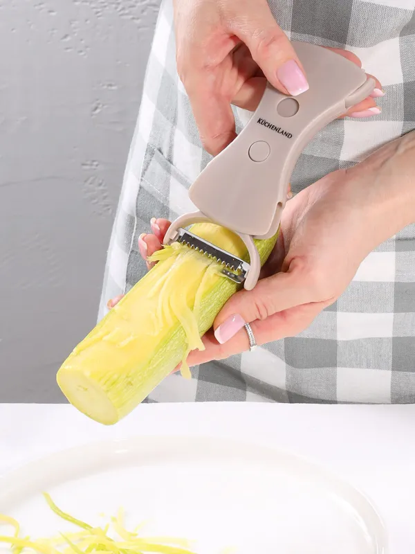 Овощечистка-резак, 13 см, двусторонняя, пластик/сталь, бежевая, Regular, image-3