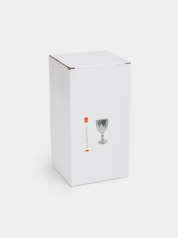 Бокал-кубок для вина, 300 мл, стекло Р, серебристый, Rhomb patina, image-4