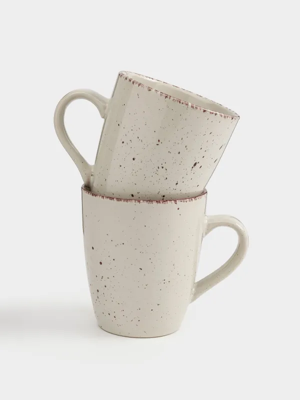 Кружка, 400 мл, 2 шт, керамика, бежевая, в крапинку, Speckled, image-0