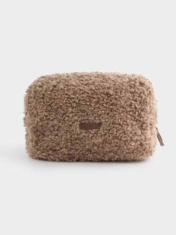 Косметичка, 27х17 см, искусственный мех, коричневая, Curled, image-0