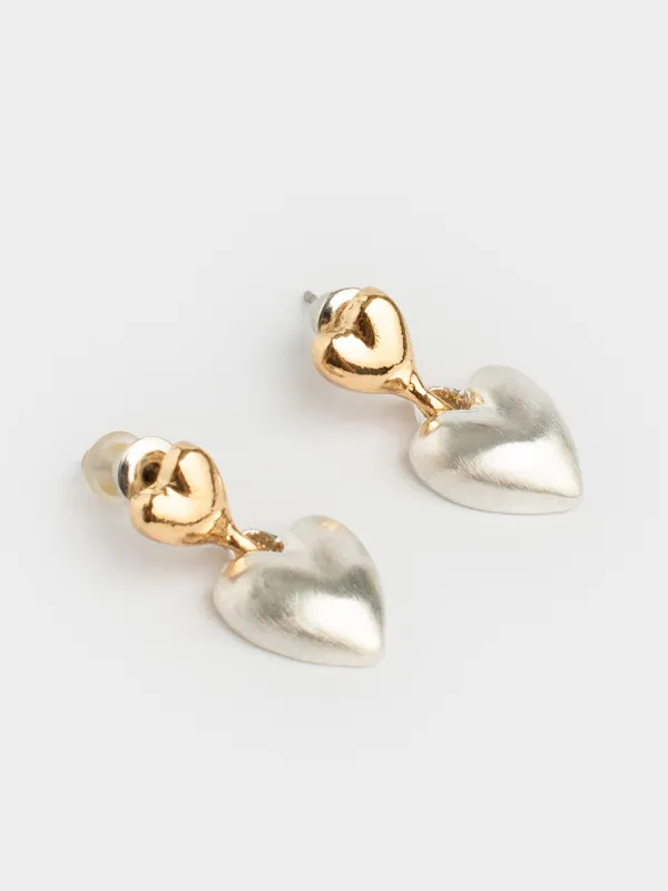 Серьги-пусеты, 2 см, 2 шт, металл, серебристо-золотистые, Jewelry heart, image-1