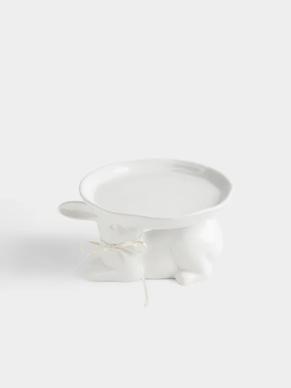 Блюдо на ножке, 20х13 см, керамика D, молочно-золотистое, Кролик, Rabbit gold, image-1