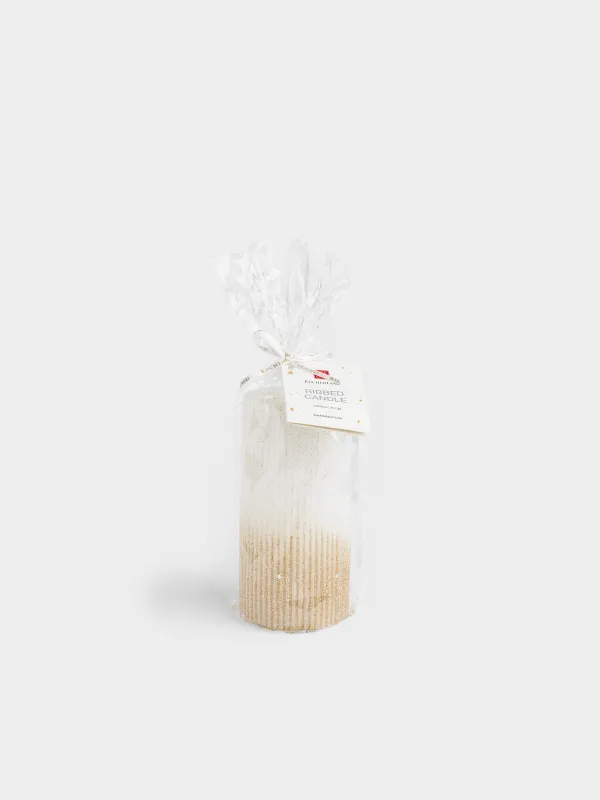Свеча, 15 см, цилиндрическая, с блестками, Ribbed candle, image-4
