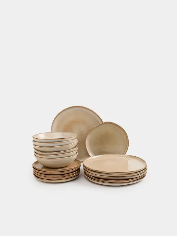 Сервиз обеденный, 6 перс, 18 пр, керамика R, бежевый, Burgos, image-0