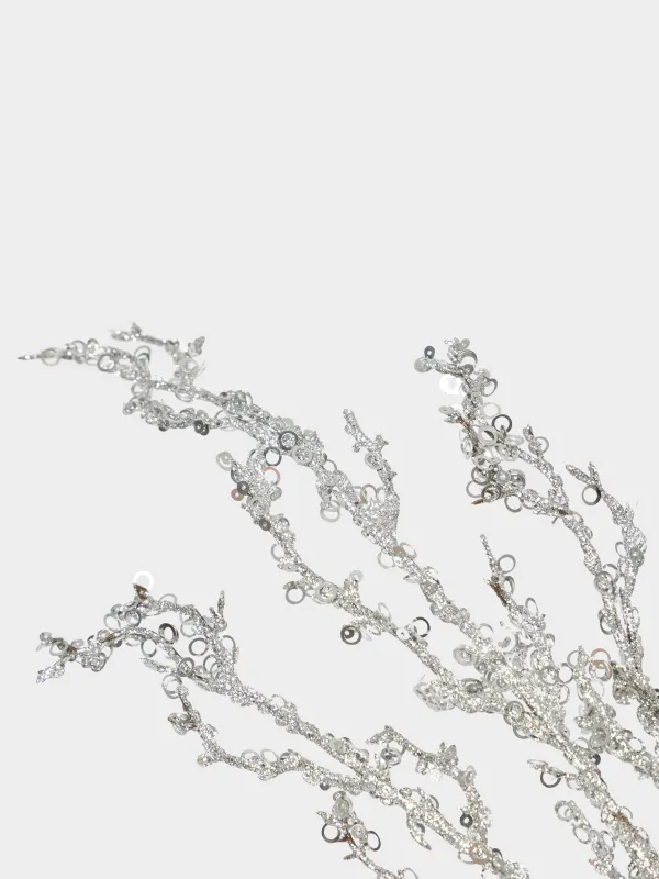 Ветка декоративная, 60 см, Серебристые кристаллы, Crystal decor, image-1