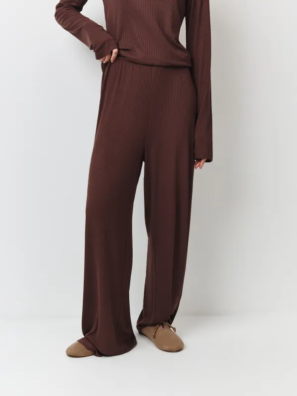 Брюки женские, домашние, коричневые, Rosemary, image-1