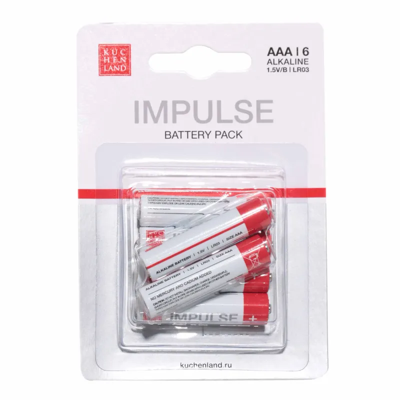 Батарейка AAA LR03, щелочная, 6 шт, Impulse