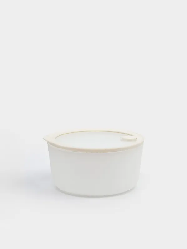 Контейнер, 940 мл, с клапаном, стекло Т/силикон, круглый, молочный, Verre matte, image-0