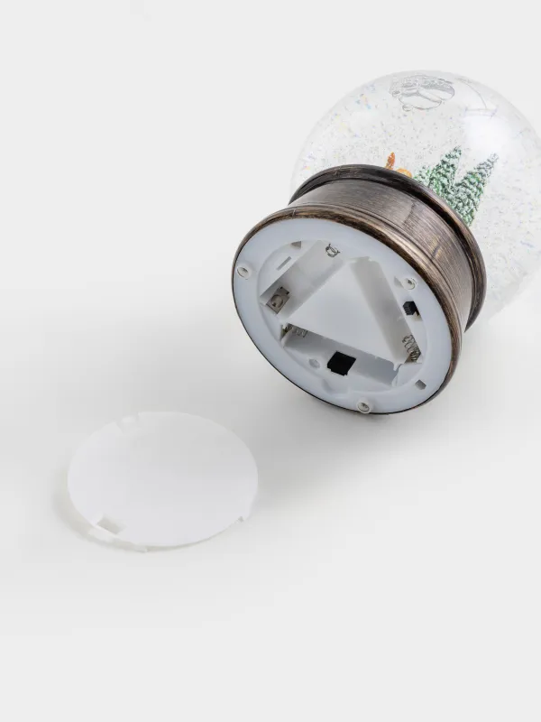 Снежный фонарь, 15 см, с подсветкой, пластик, бронзовый, Олени в лесу, Bronze style, image-4