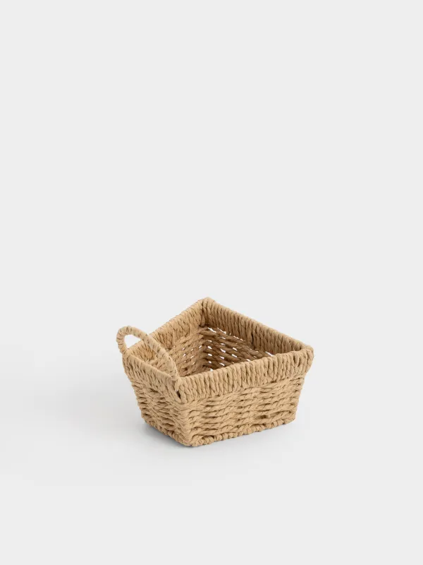 Корзина для хранения, 15х13 см, плетеная, с ручкой, целлюлоза, прямоугольная, Braided, image-2