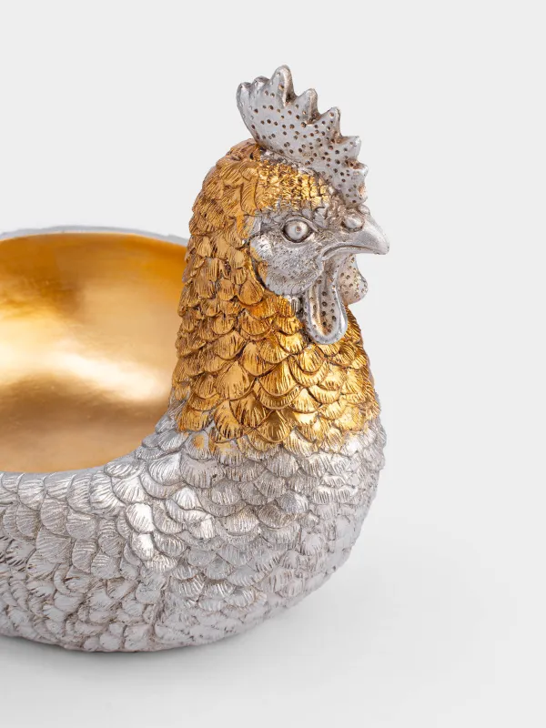 Конфетница, 26х20 см, полирезин, золотисто-серебристая, Курочка, Easter pullet, image-3