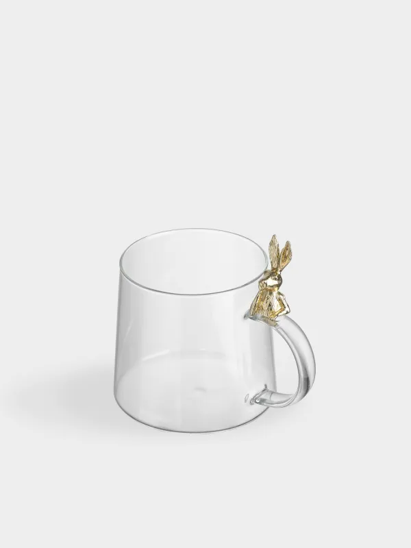 Кружка, 550 мл, стекло Б, Золотистый кролик на ручке, Shape, image-1