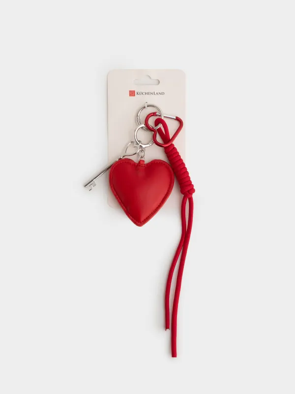 Брелок, 8 см, полиэстер/полиуретан/металл, красный, Сердце, Keychain heart, image-3