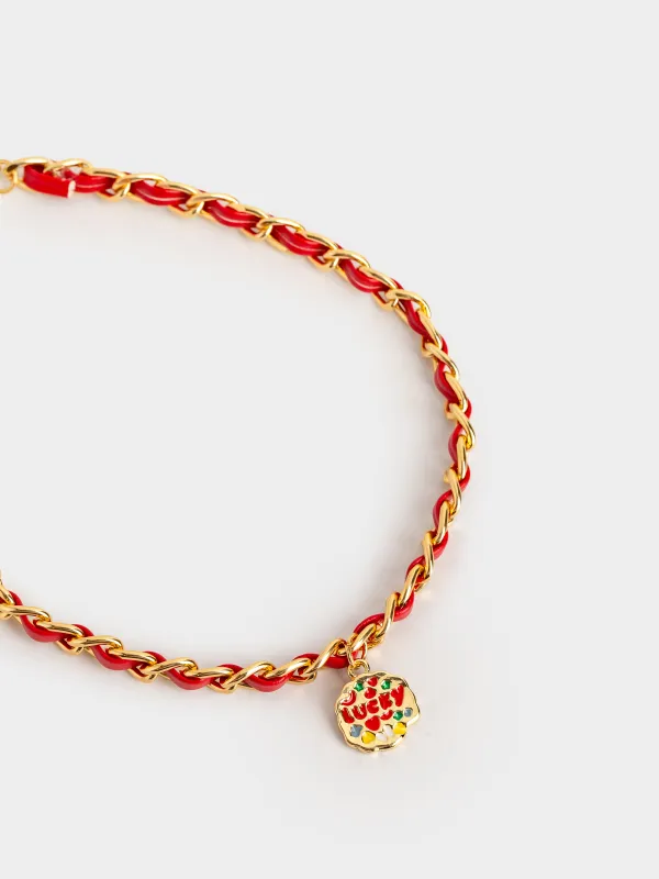 Ошейник для животных, 30 см, декоративный, полиуретан/металл, красный, Lucky, Chain pet, image-1