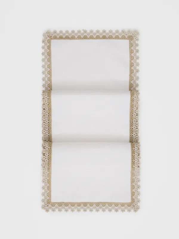 Дорожка настольная, 40х160 см, Flower lace gold, image-0