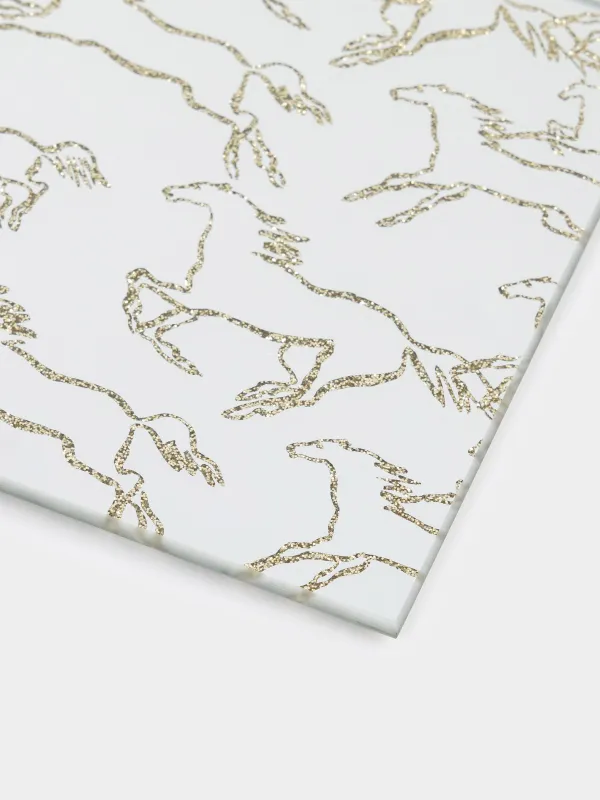 Подставка под кружку, 10 см, квадратная, стекло, зеркальная, Лошадки, Glossy, image-2