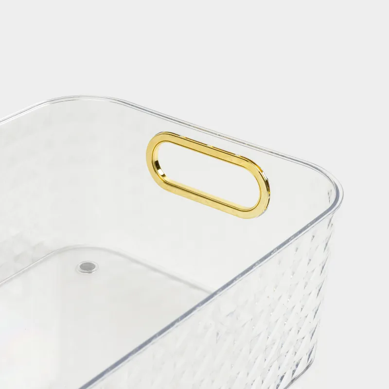 Ящик-органайзер, 27х21х10 см, хозяйственный, с золотистыми ручками, пластик, Kandy, image-8