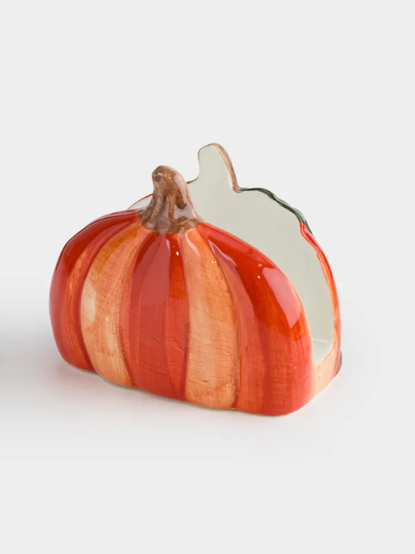 Салфетница, 12 см, с отделением для зубочисток, керамика, Еж с тыквой, Forest symphony, image-3