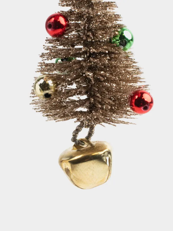 Игрушка елочная, 14 см, с колокольчиком, пластик/металл, золотистая, Ель со звездой, Spruce bell, image-1