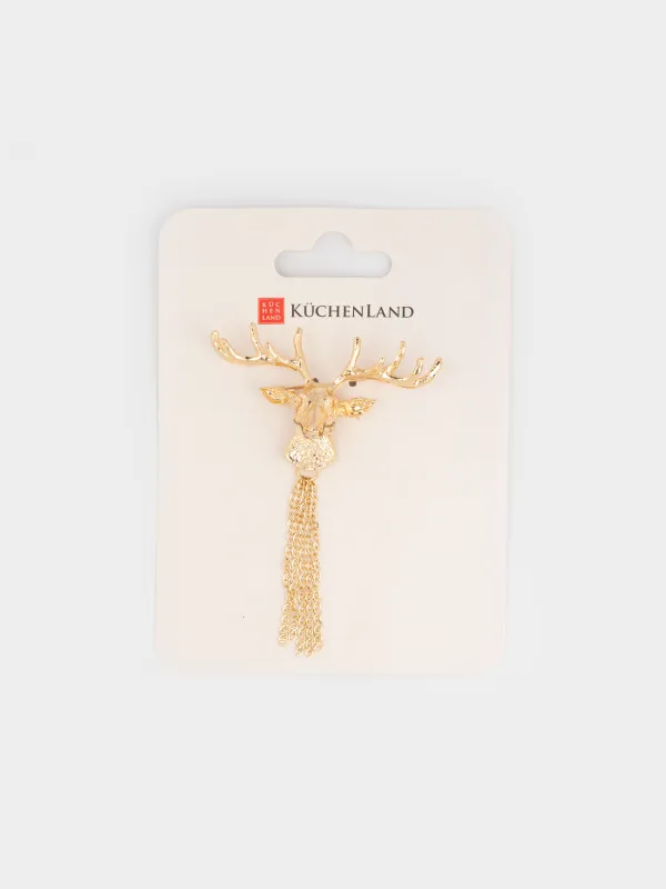 Брошь, 8 см, металл, золотистая, Олень, Jewelry deer, image-3