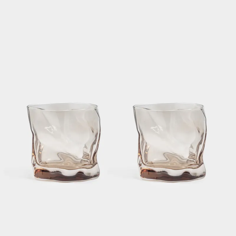 Стакан для виски, 8 см, 245 мл, 2 шт, стекло, коричневый, Slalom color