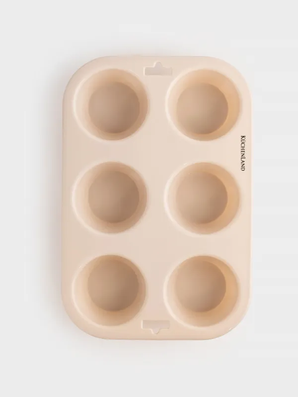 Форма для выпечки кексов, 24x16 см, 6 отд, силикон, бежевая, Bakery, image-4