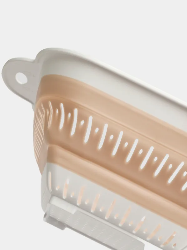 Дуршлаг, 22х22 см, складной, пластик/резина, квадратный, бежевый, Foldaway, image-3