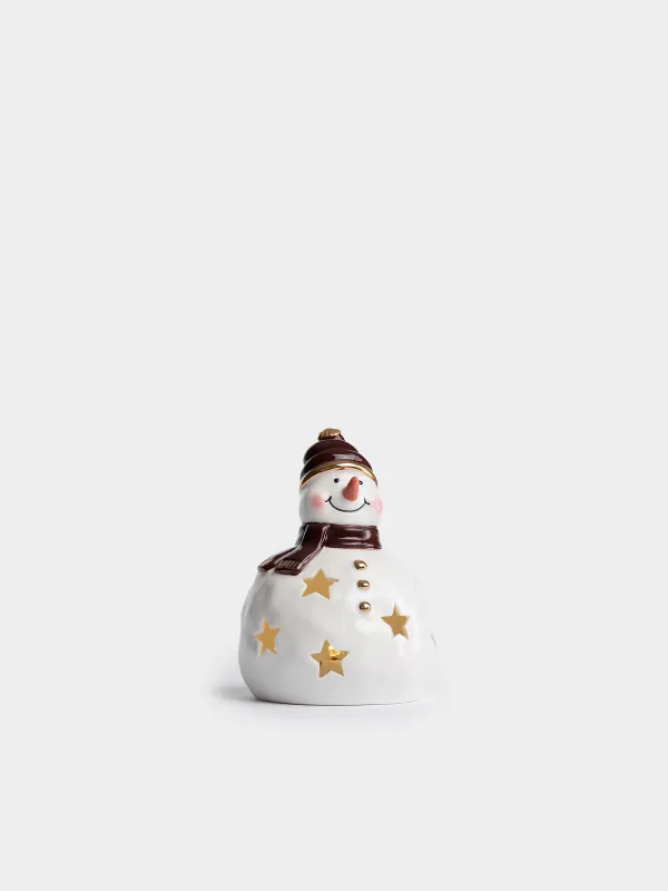 Светильник декоративный, 14 см, Снеговик в шапке и шарфе, Snowy, image-0
