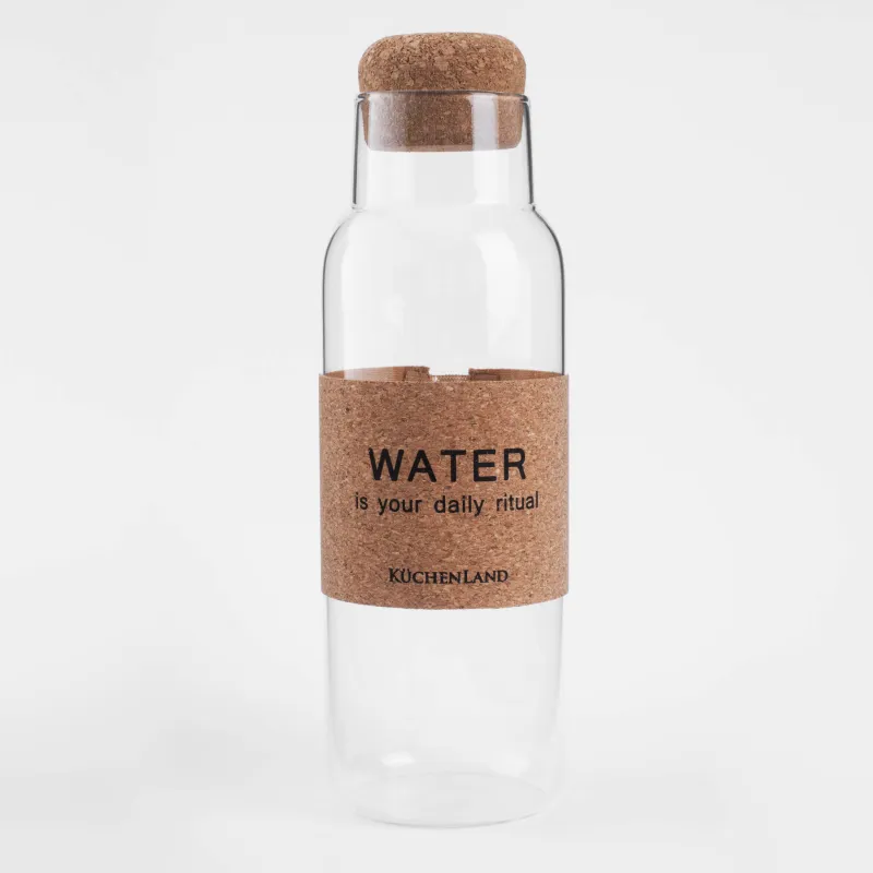 Бутылка для напитков, 1,25 л, с зарфом, стекло Б/пробка, Clear font, image-0