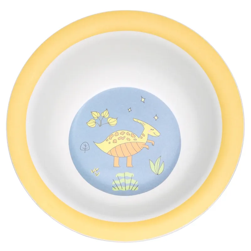 Набор посуды, детский, 1 перс, 5 пр, бамбук, желто-голубой, Динозавр, Dino, image-4