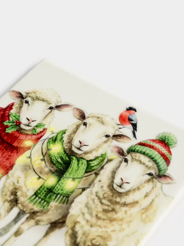 Подставка под кружку, Овцы в шарфах, Sheep trio, image-1